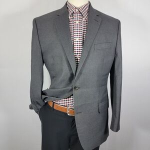 Chaps Men's Sport Coat Blazer Two‎ Button Gray Sharkskin Polyester Blend Sz 44L